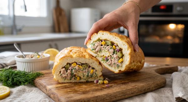 🌯 רול טונה "עננים" חם – מאפה חלבון בנפח מטורף