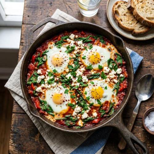 🍳 שקשוקת תרד וגבינות
